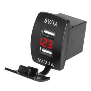 USB 5V 2.1A laadija paneelile voltmeetriga 2xUSB A pesa + kaabel kaitsmega-image