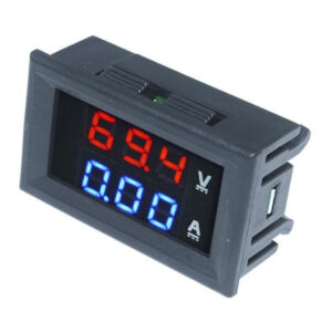 Digitaalne volt- & ampermeeter 0...100V DC 0...10A DC 48x29x22mm, sinised/punased numbrid, LED, paneelile-image