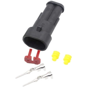 AMP Superseal 1.5, 2-PIN pistiku komplekt, IP67, 24V DC, must-image