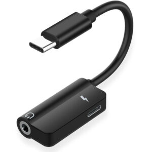 USB C pistik -> USB C pesa ja 3.5mm pesa audio üleminek, analoog, must-image