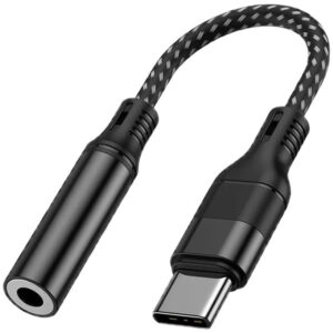 USB-C pistik -> 3.5mm pesa audio üleminek, digital, DAC, must, H0326B-image