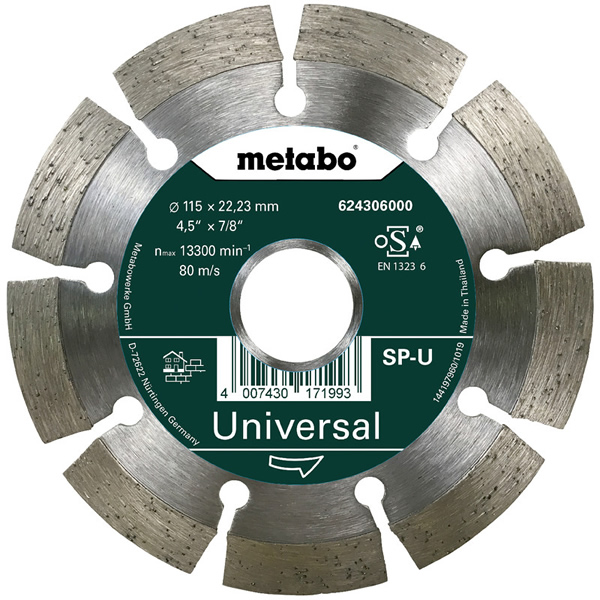 Universaalne teemantketas 115×22.23mm Metabo SP-U 13300rpm 80m/s 62430600